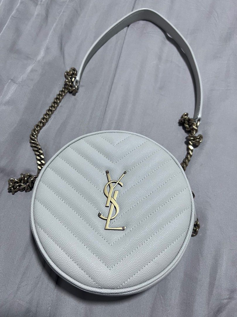 YSL round camera bag White and Gold HW Women s Fashion Bags Wallets Cross body Bags on Carousell