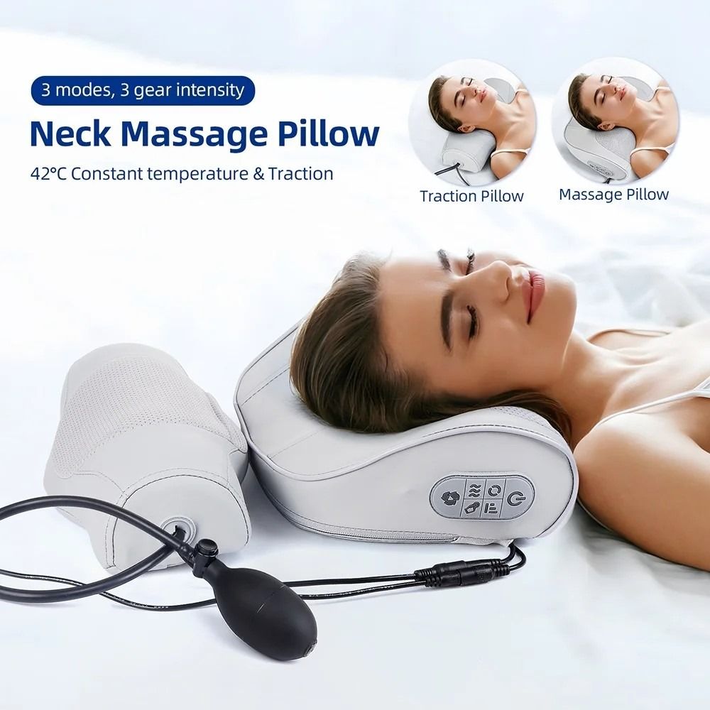 2 IN 1 Electric Neck and Back Massage Pillow Lumbar Massager Waist Kneading Massage Cushion Shiatsu Head