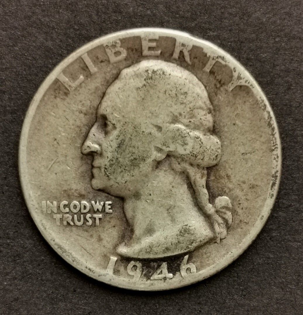 銀幣] 1946年美國25分銀幣美金一枚, 興趣及遊戲, 收藏品及紀念品, 錢幣- Carousell