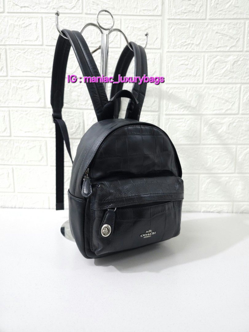 coach embossed croc campus backpack Enzo Soft Grain and Crocodile Leather and a dedicated interior laptop sleeve perfect for tech Coach Backpack