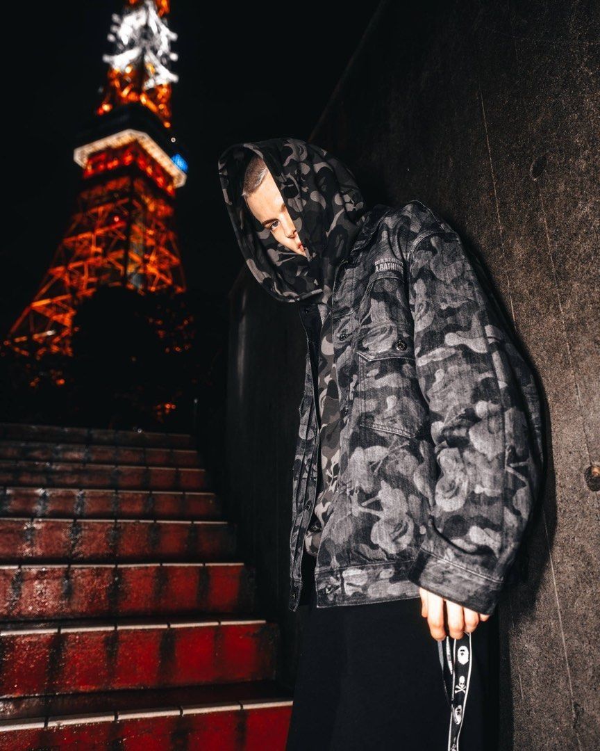 BAPE X MASTERMIND JAPAN MMJ SKULL CAMO RELAXED FIT PULLOVER HOODIE 