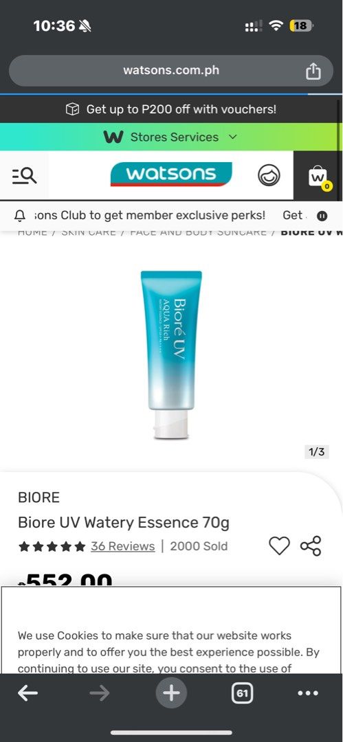 Biore UV aqua rich sunscreen spf 50+ (Category: Face Care) located in Makati City. Submitted by ldpsells (Listing ID 1323614231, Image 3). Description: Guaranteed authentic and unopened. 2 kinds of bottles available. Can do meet-ups in BGC, Ortigas, or Angeles City. Shipping fee c/o buyer. Can give discounts if getting more than 1 item. .