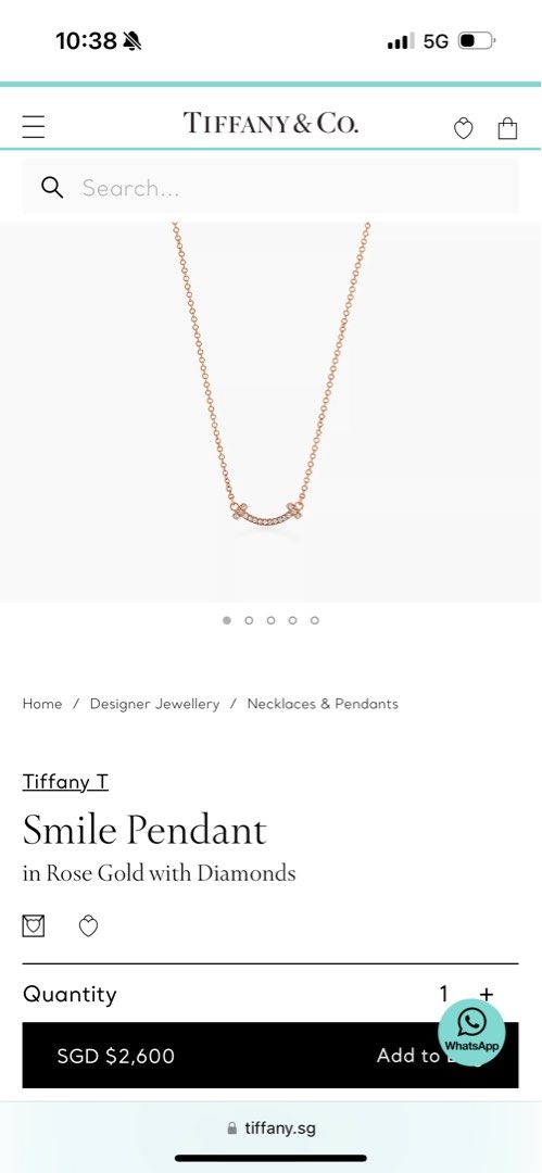 Brand New Tiffany Co Smile Pendant in Rose Gold with Diamonds Women s Fashion Jewelry Organisers Necklaces on Carousell
