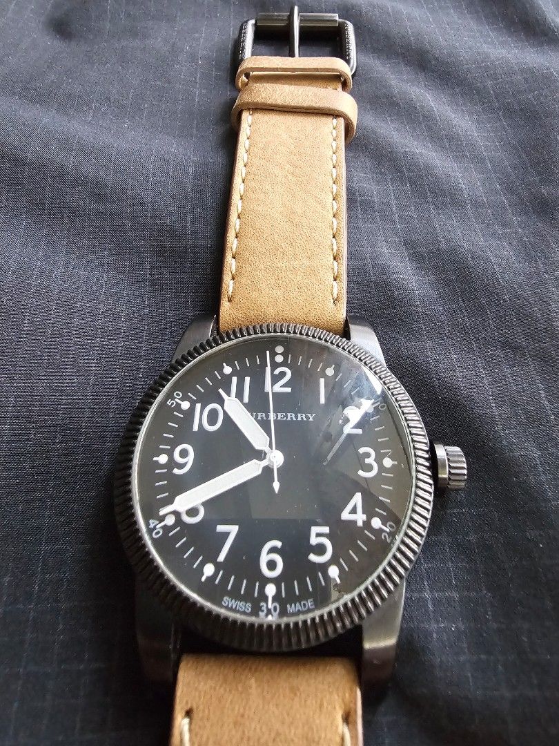 Burberry Military Black Dial Tan Leather Strap Men s Watch AUTHENTIC Men s Fashion Watches Accessories Watches on Carousell