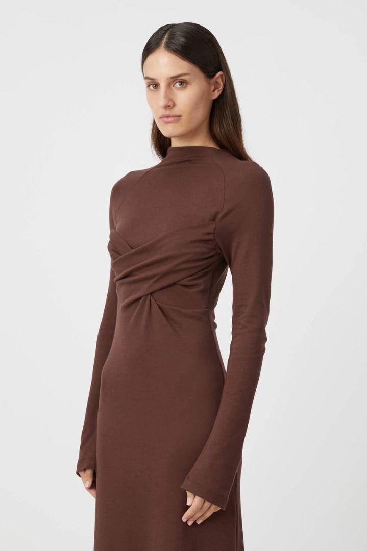 knee length dresses for ladies Camilla And Marc Arch Long Sleeve Midi Dress in Black Print