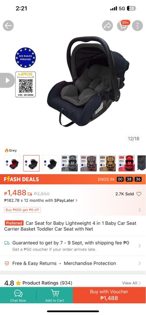 Car Seat for Baby (Category: Other Kids Furniture) located in Manila. Submitted by ysabellebb (Listing ID 1323881808, Image 2). Description: 4 in 1 Car seat for Baby bought it from the orange app Used only once for check up RFS: Bought a new car seat .
