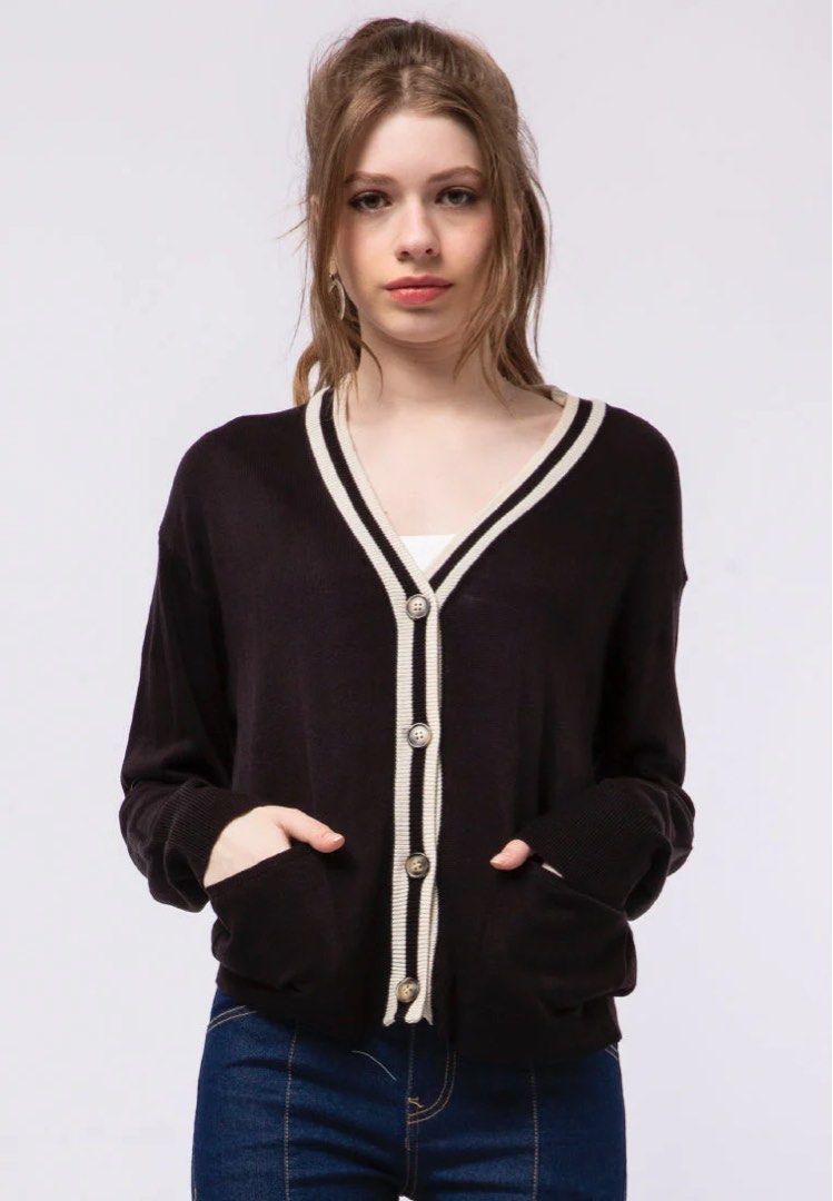 Cardigan Black Colorbox Slouchy Knit Cardigan