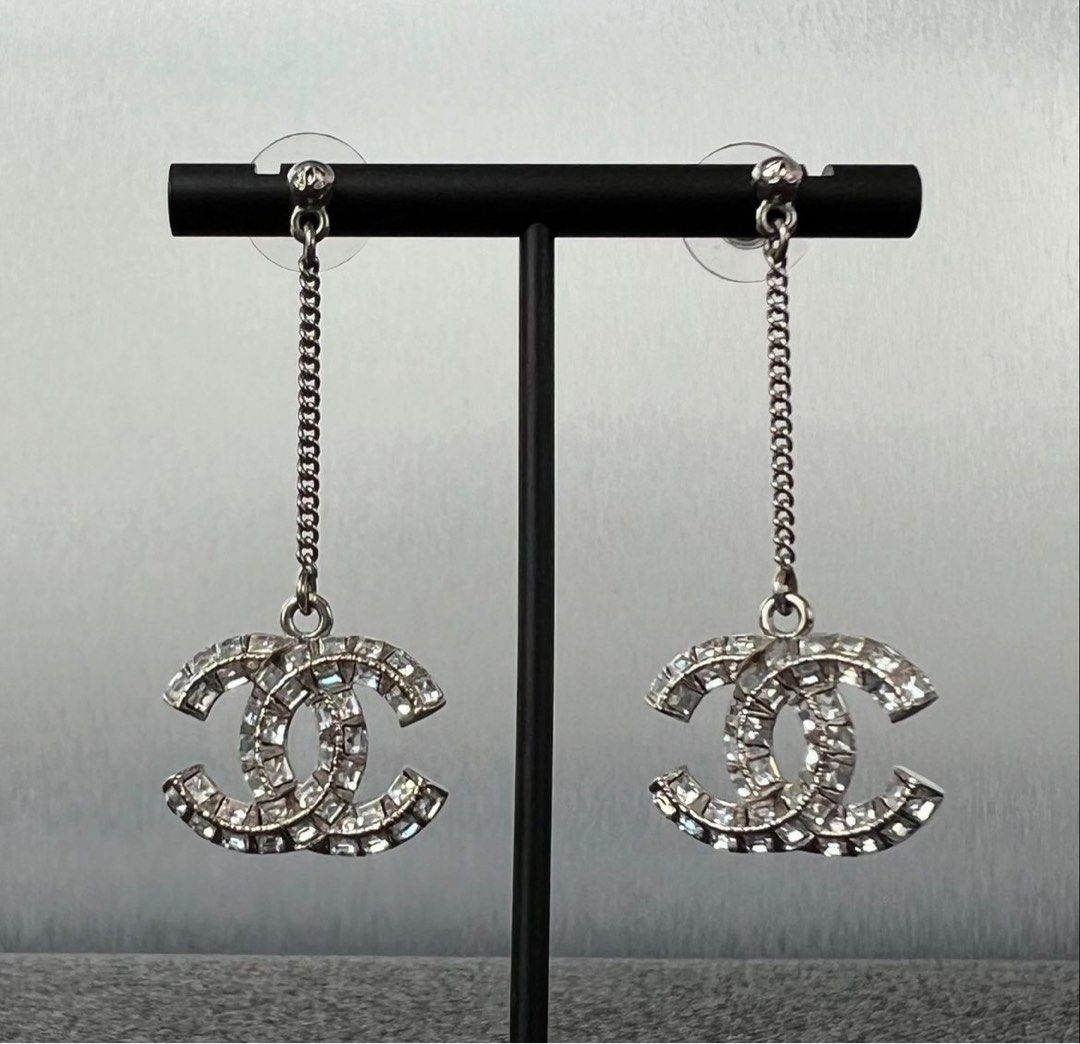 Chanel Crystal Chain Drop Earring Phw