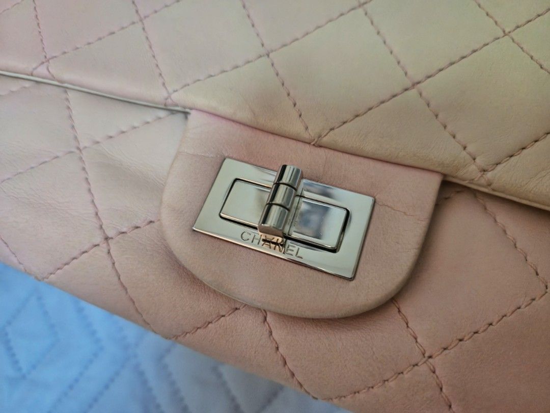 Chanel Reissue Jumbo 2.55 Ombre (Category: Luxury Bags & Wallets) located in Cainta. Submitted by joyyan21 (Listing ID 1323867143, Image 3). Description: Width (at base): 10.75" Height: 7.25" Depth: 3.25" Shoulder Strap Drop: 11.25" Type of Material: Lambskin Color: Beige & Blush Pink Origin: France Inclusions: • Box • Dust Bag • Authenticity Card.