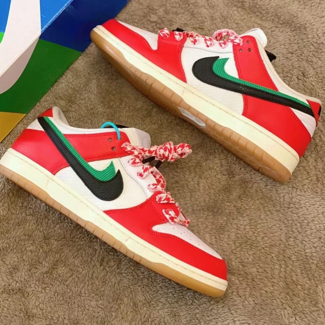 Frame Skate x Nike Dunk SB habibi 織物人造革防滑低幫白紅, 男裝, 鞋