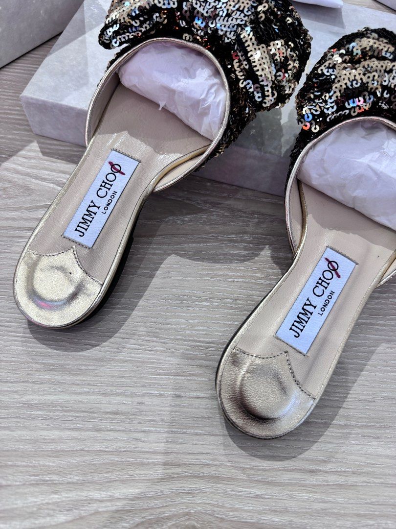 Jimmy Choo Georgia Flat Gold Silver 34.5