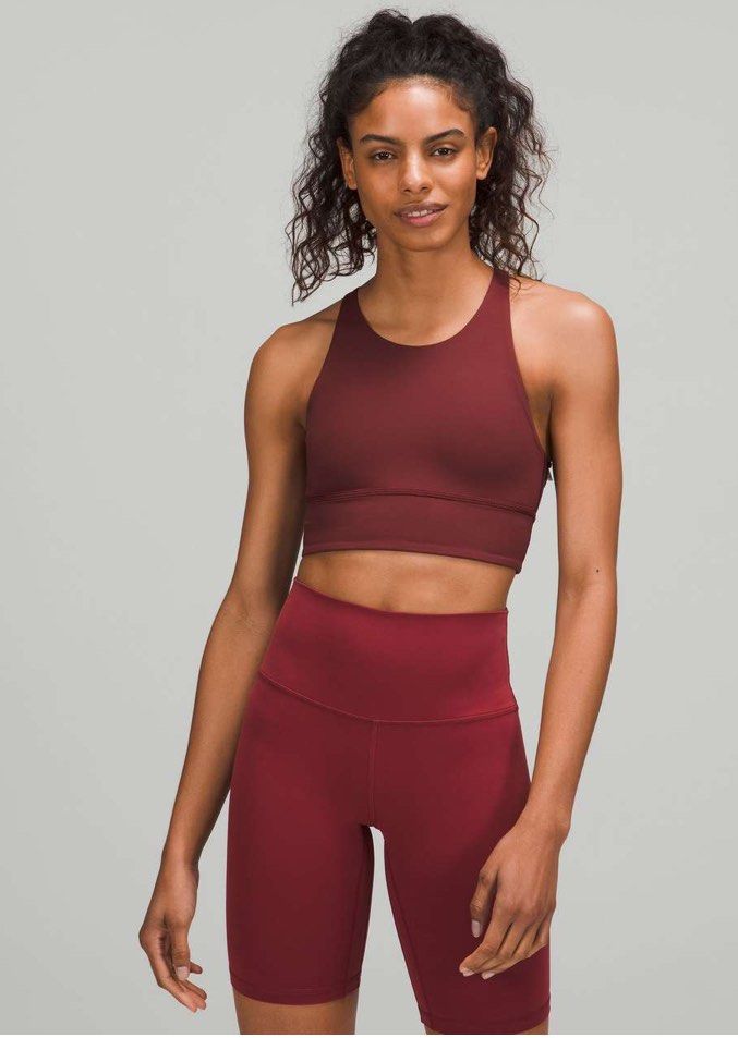 Lululemon Free To Be Bra Long Line Red Merlot Women s Fashion Activewear on Carousell