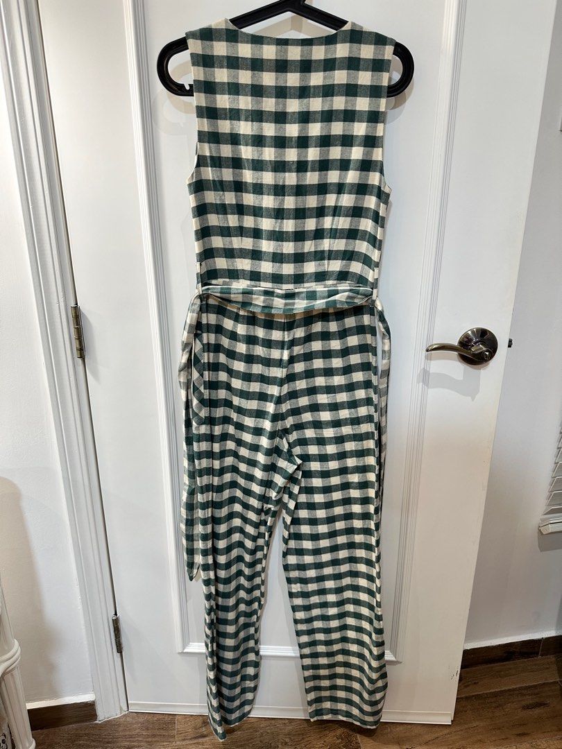 Mango Gingham Cotton Jumpsuit