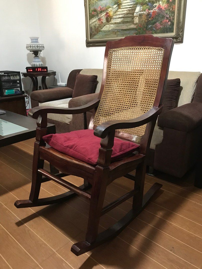 Narra rocking chair with seat cushion chair pillow