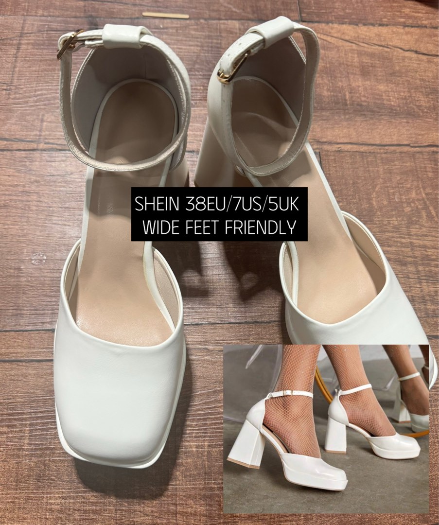 Wide foot white heels best sale