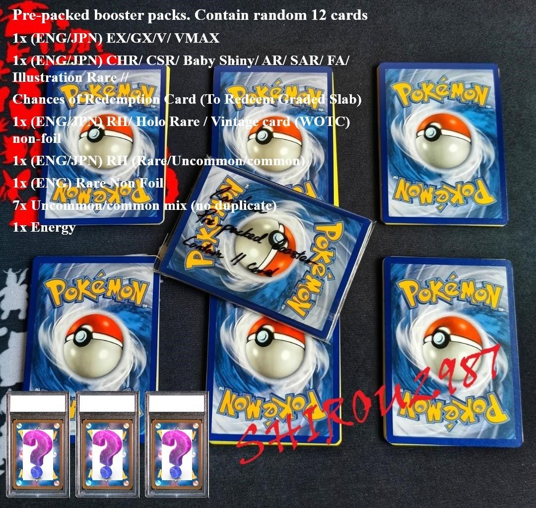 Pokemon Cards] Repack/ Mystery Packs (UPGRADED) Guarantee 2 Hits & Chances  of Graded Card Redeemtion [SEE DESCRIPTION], Hobbies & Toys, Toys & Games  on Carousell