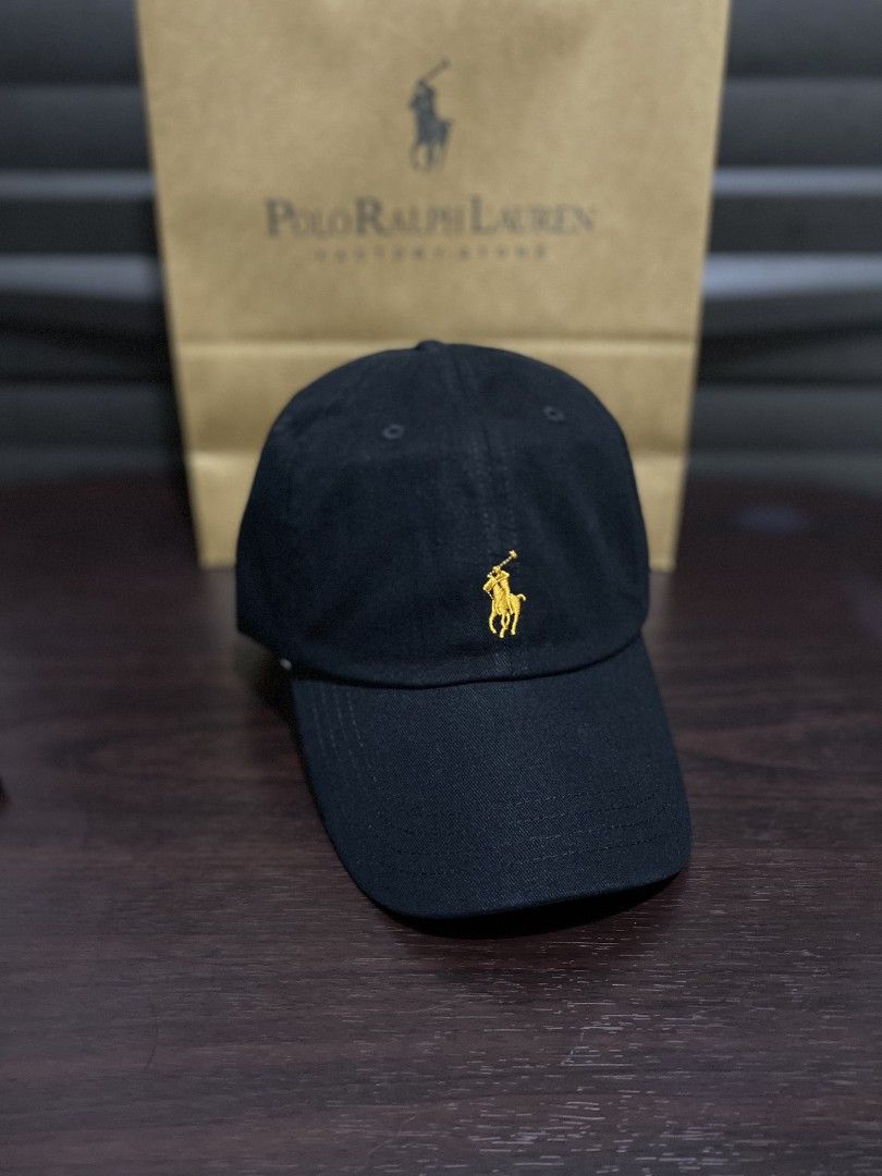 Black and gold polo hat cheap