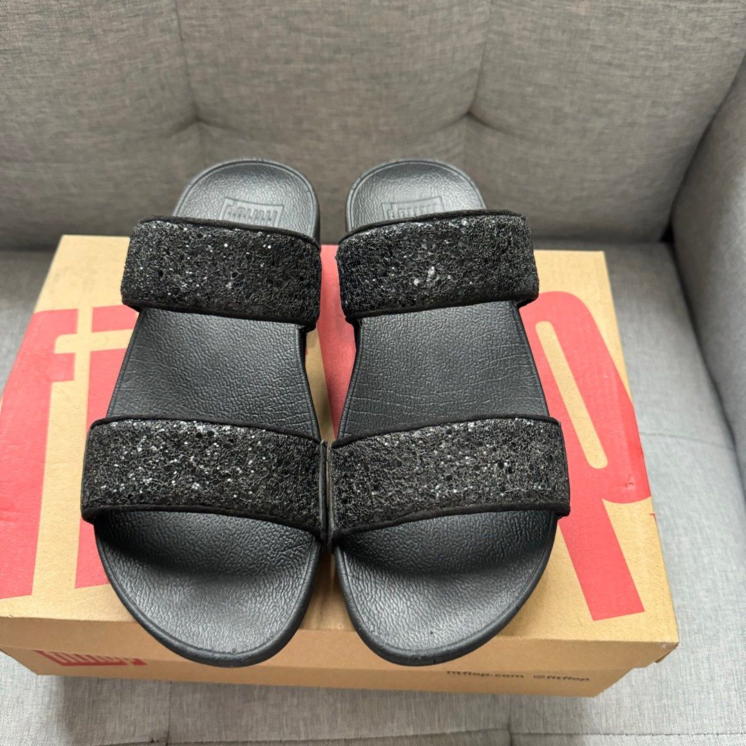 PRELOVED Fitflop glitz slide in black Women s Fashion Footwear Slippers and slides on Carousell