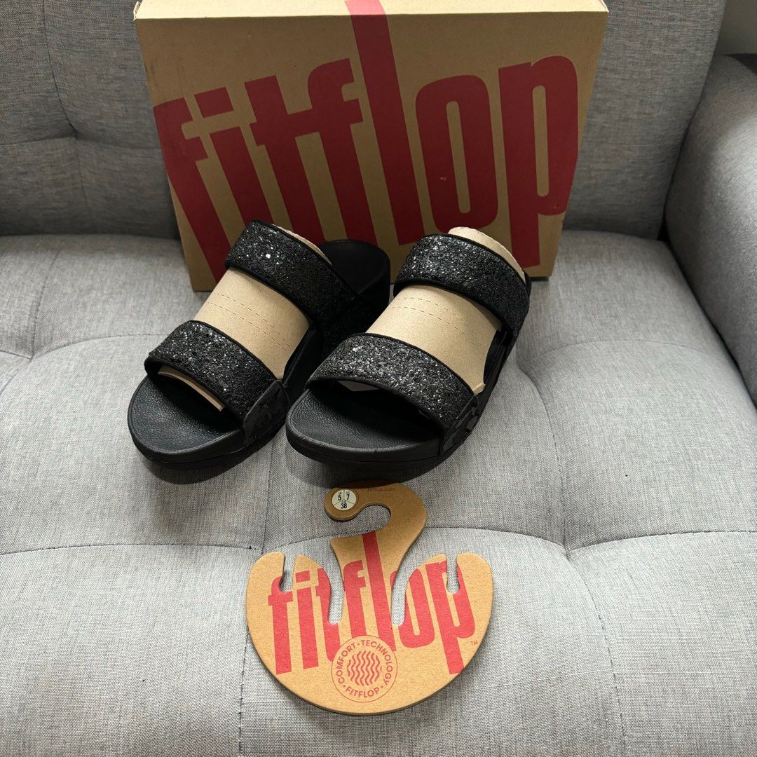 PRELOVED Fitflop glitz slide in black Women s Fashion Footwear Slippers and slides on Carousell