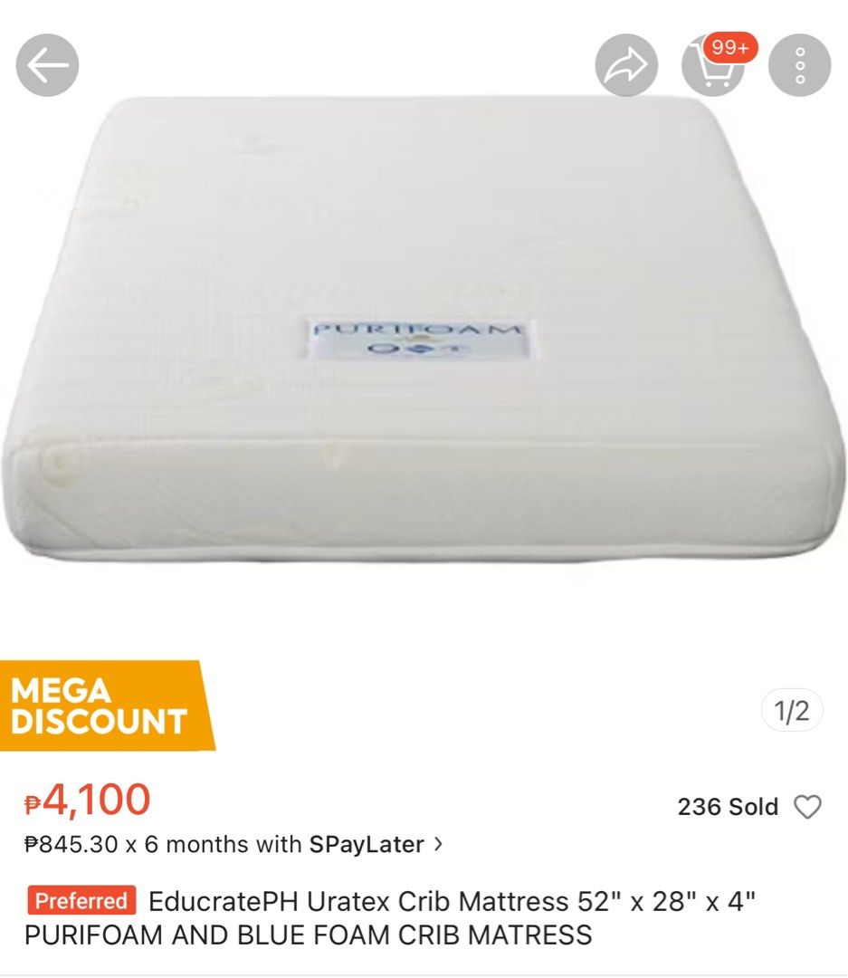 Purifoam Uratex Crib Mattress Babies Kids Baby Nursery Kids Furniture Children s Beds on Carousell