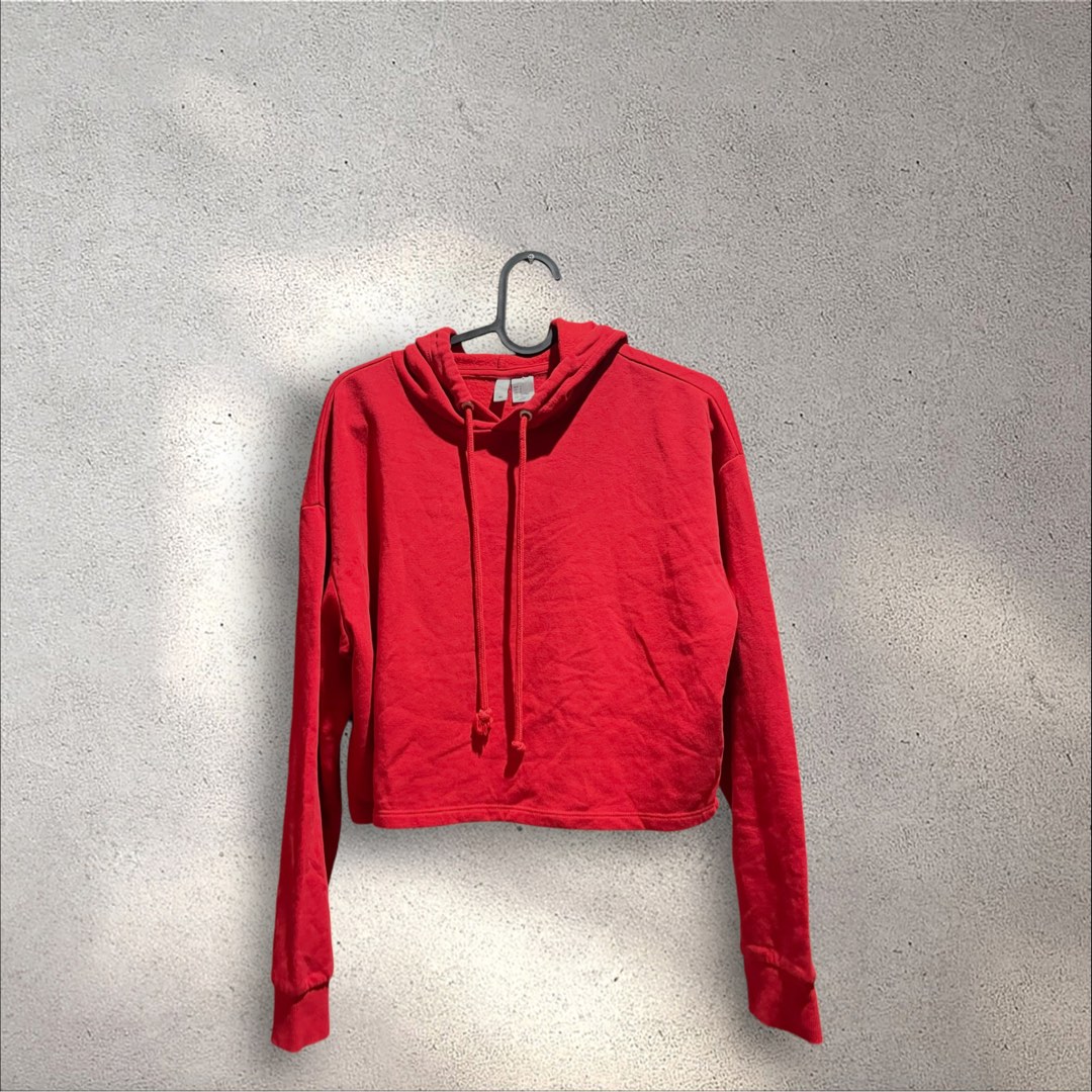 Red Cropped Hoodie H M Women s Fashion Coats Jackets and Outerwear on Carousell