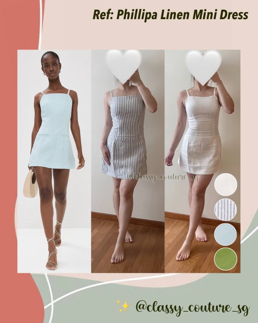 Reformation Phillipa Linen Mini Dress in White / Aquamarine blue / Antibes  stripe, Women's Fashion, Dresses & Sets, Dresses on Carousell