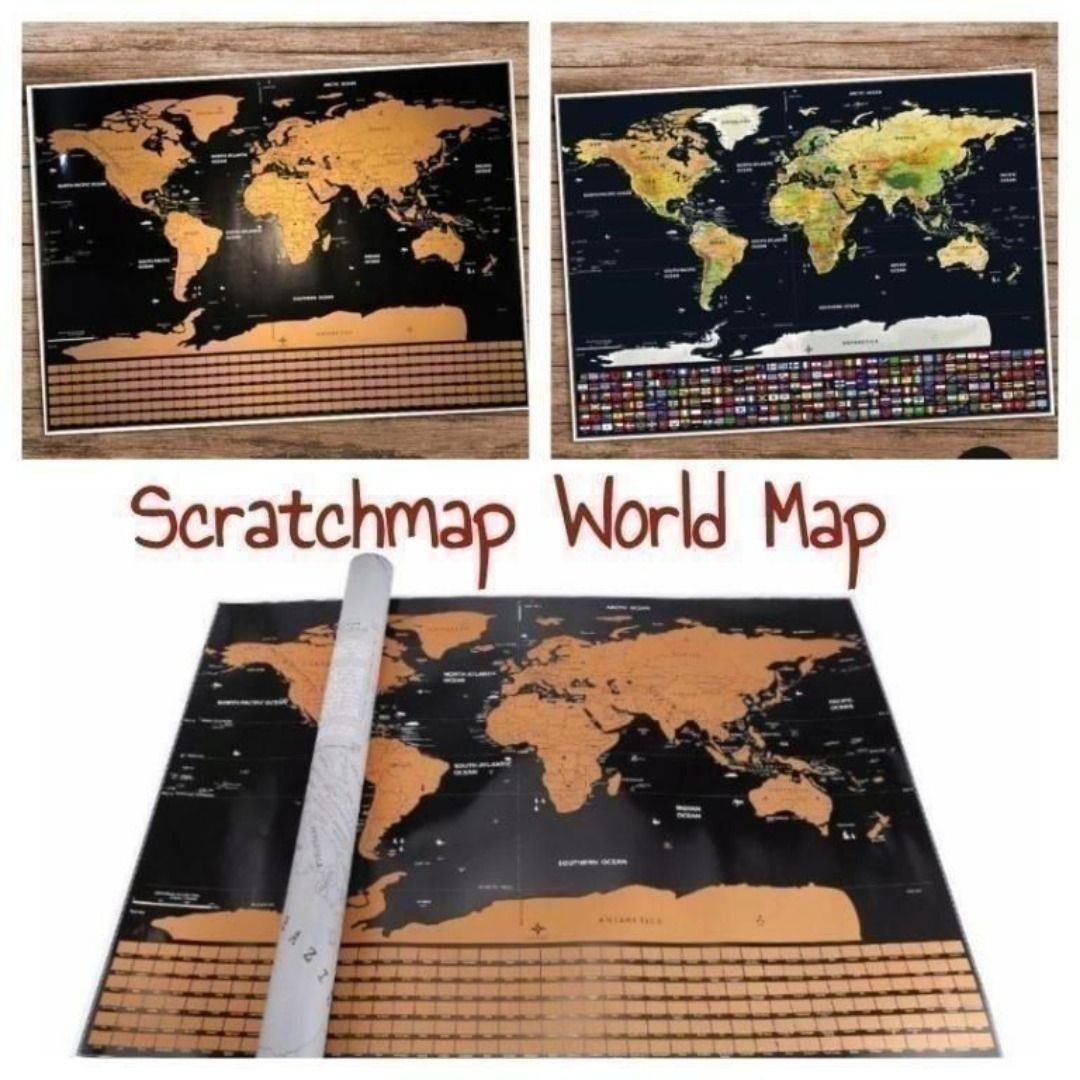 Scratchmap World Map, Hobbies & Toys, Stationery & Craft, Craft ...