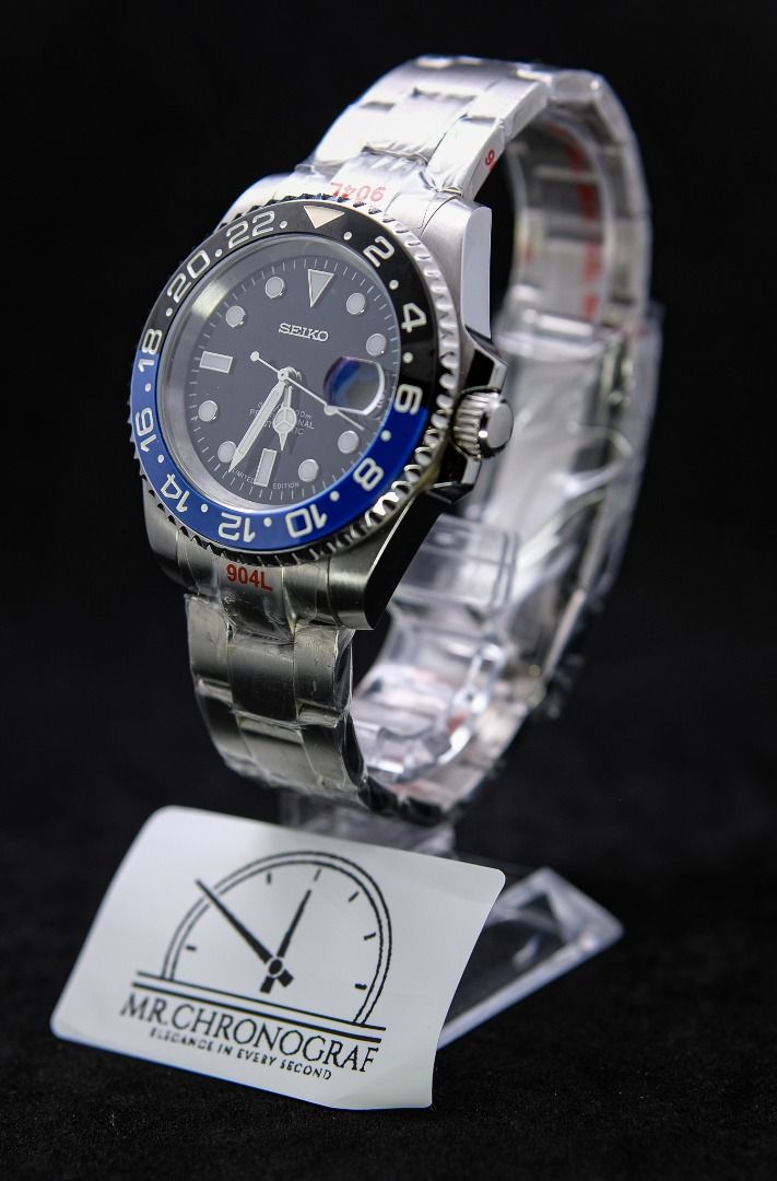 Seiko Mod Submariner Batman (Category: Luxury Watches) located in Manila. Submitted by rafael_lesaguis (Listing ID 1323922154, Image 2). Description: BRANDNEW (Never-yet-worn) Seiko Mod Submariner Batman Movement: Seiko NH35 Automatic TMI version with winding and hacking feature Case and Strap: 40mm 904L Stainless Steel version (better than 316) & 904L Oyster Type strap Dial: Seiko logo, 660ft Automatic Professional Glass: Sapphire scratch resist