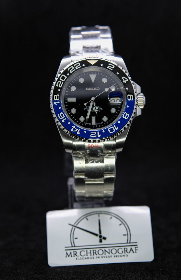 Seiko Mod Submariner Batman (Category: Luxury Watches) located in Manila. Submitted by rafael_lesaguis (Listing ID 1323922154, Image 1). Description: BRANDNEW (Never-yet-worn) Seiko Mod Submariner Batman Movement: Seiko NH35 Automatic TMI version with winding and hacking feature Case and Strap: 40mm 904L Stainless Steel version (better than 316) & 904L Oyster Type strap Dial: Seiko logo, 660ft Automatic Professional Glass: Sapphire scratch resist