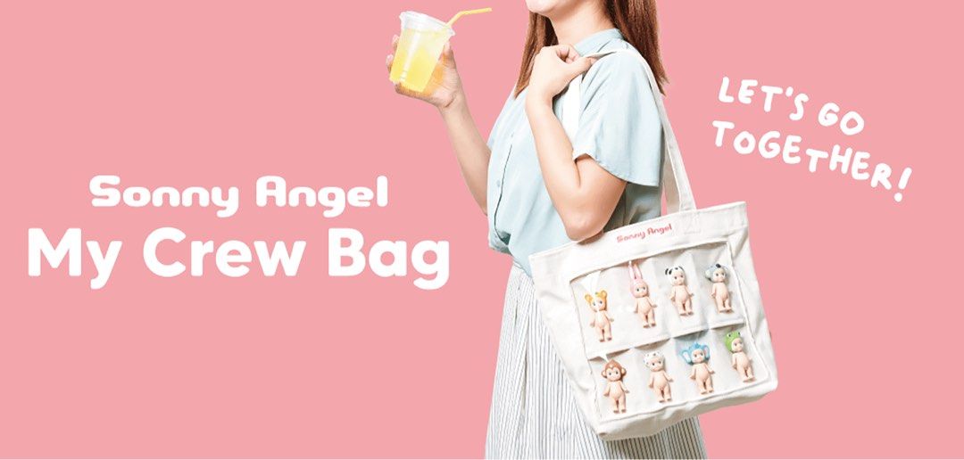 Sonny Angel My Crew Bag (Category: Tote Bags) located in Manila. Submitted by shoplie (Listing ID 1323886101, Image 1). Description: The tote bag itself has a simple design and can be easily coordinated and customized to match any style year-round. Each bag is large enough to hold a laptop, documents, and textbooks, allowing you to bring Sonny Angel to work or school, and its embroidered “Sonny Angel” logo adds a charming touch! The minifigures c