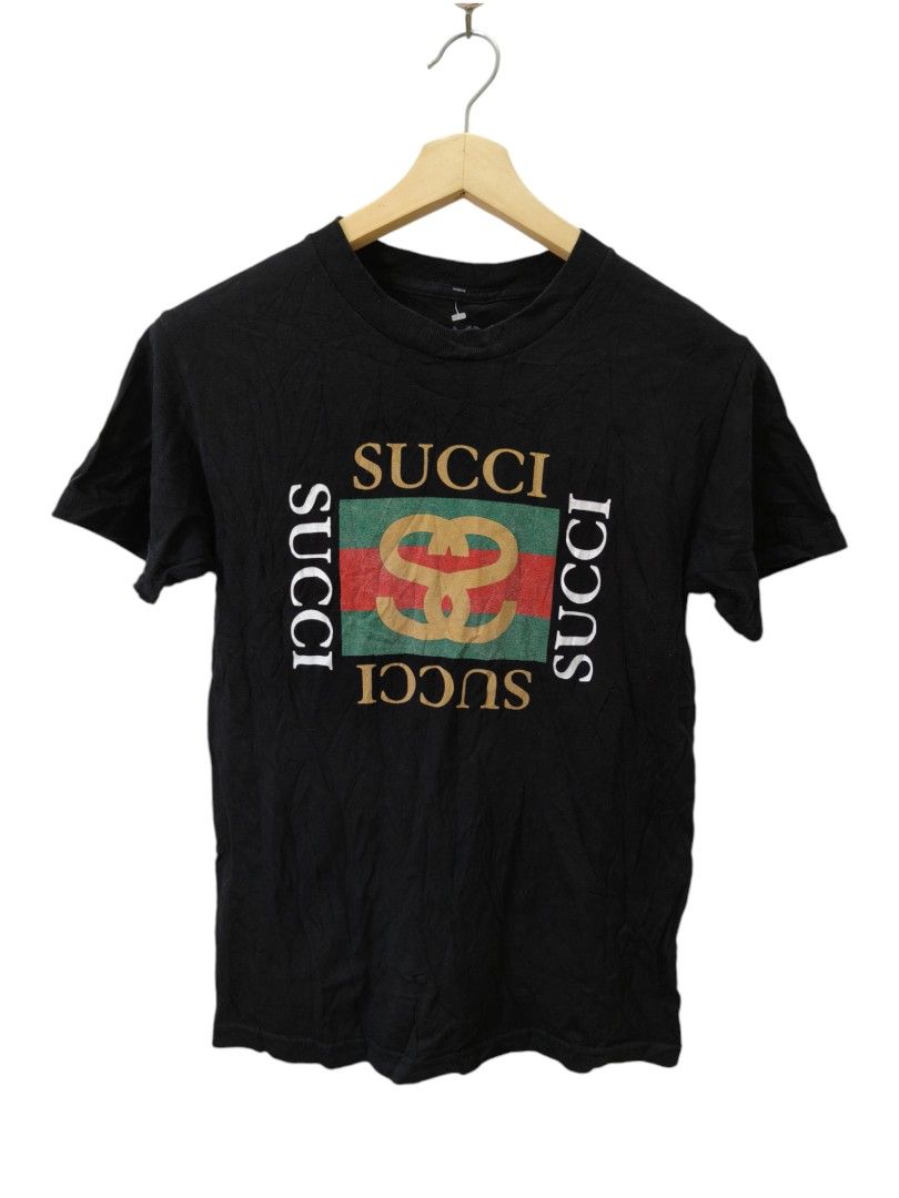 Succi x Gucci Parody Stussy Logo Men s Fashion Tops Sets Tshirts Polo Shirts on Carousell