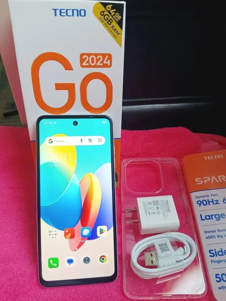 TECNO GO SPARK 2024 (Category: Android Others) located in Malabon City. Submitted by tinybutmightyyroh (Listing ID 1323872686, Image 3). Description: Tecno Go spark 2024 Original Selaed Brand New Ntc P 3800 Free shipping Nationwide !! 6GB Ram +64 Gb Rom *Specs* - 6.6" display - Dual 13 MP rear camera - 5 MP front camera - 6Gb RAM (3+3) / 64GB ROM - 5000 mAh battery (10W) *Type C* *Features* -Trendy squared shape unibody design - Face unlock & bac