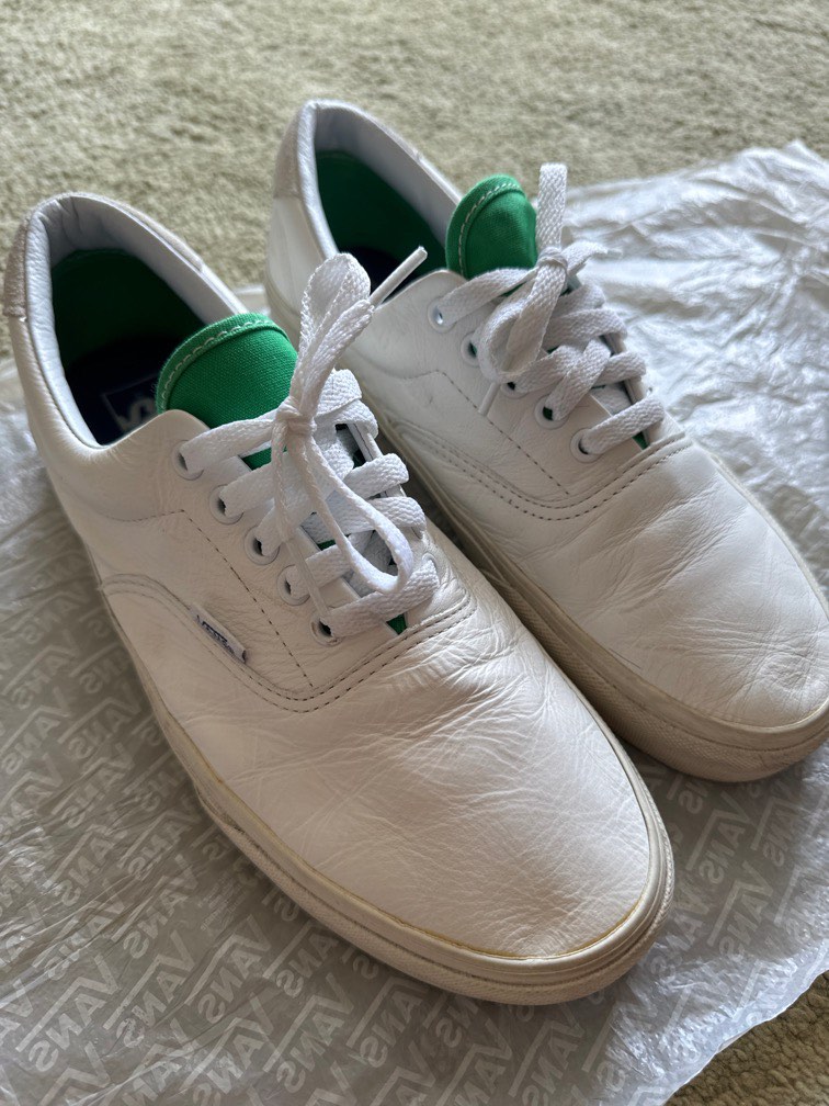 Vans leather era white cheap
