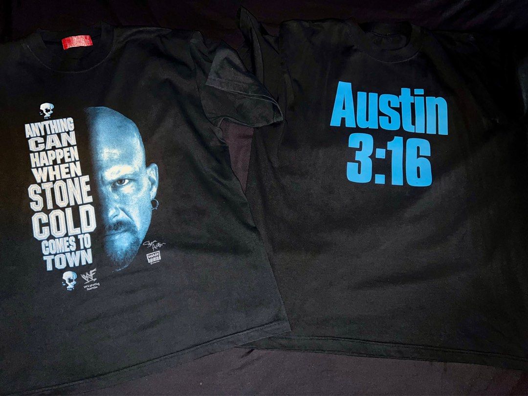 Vintage WWE Stone Cold Steve Austin Tees (Category: Tshirts & Polo Shirts ) located in Paranaque City. Submitted by headyslimane (Listing ID 1323864553, Image 2). Description: Vintage WWE Attitude Era Stone Cold Steve Austin Tees (War Zone red tags) 4 Large Sized Shirts Dimensions: 22 x 28-29 Selling ONLY as pack for ₱6500 plus shipping.