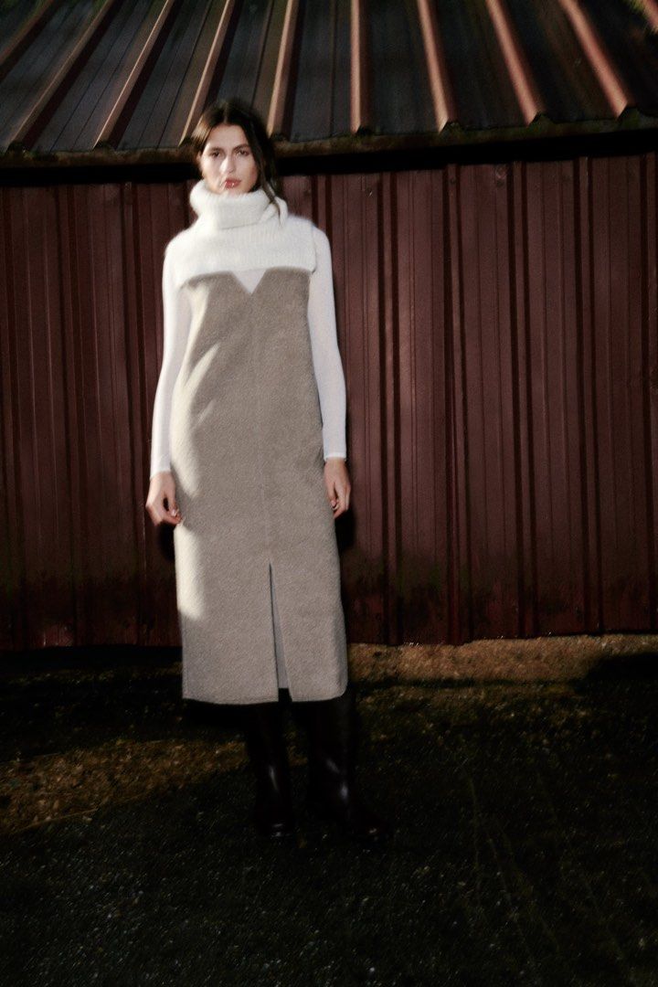 Zara BOUCLE MIDI DRESS