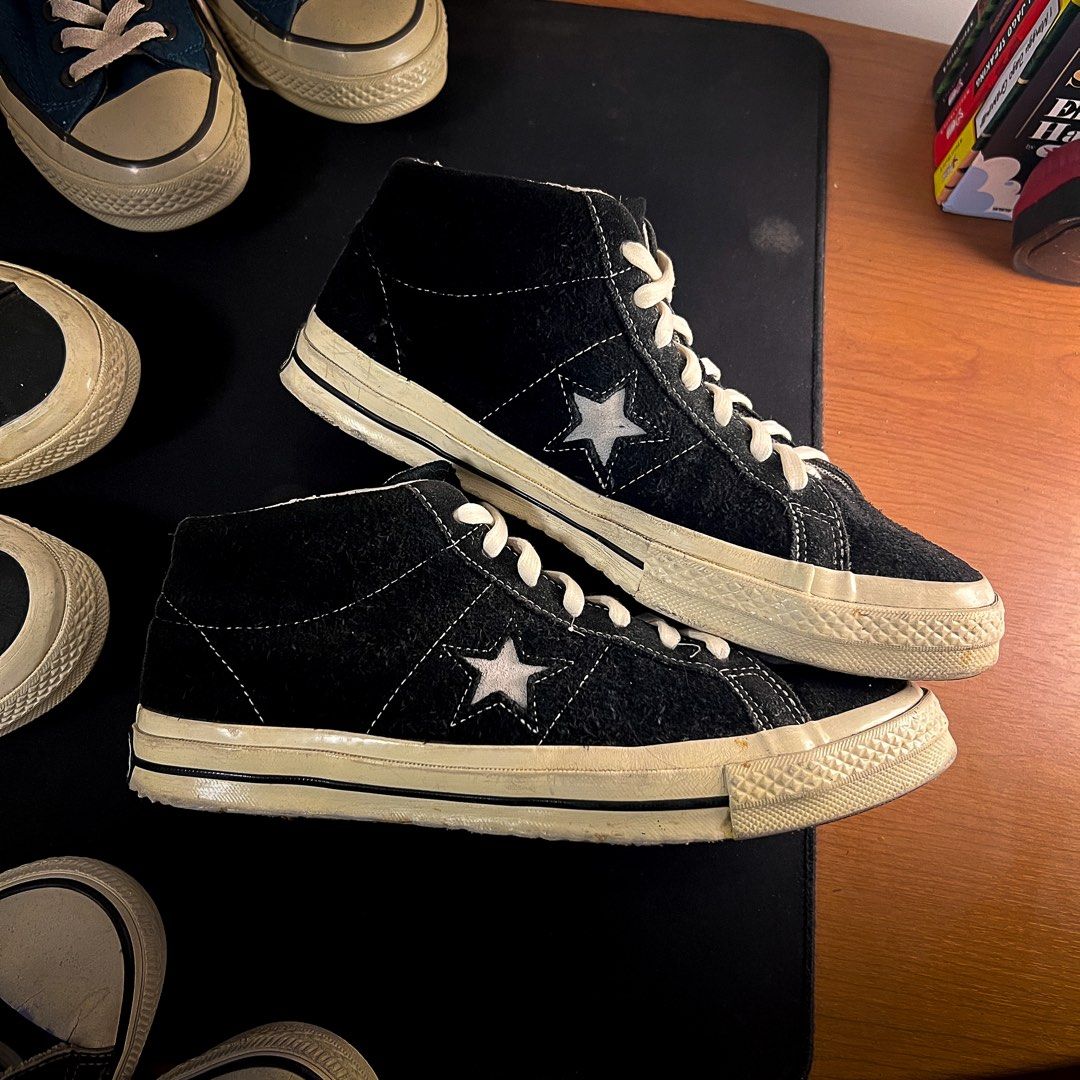 100% Original) Converse One Star Mid Suede BW, Fesyen Pria, Sepatu