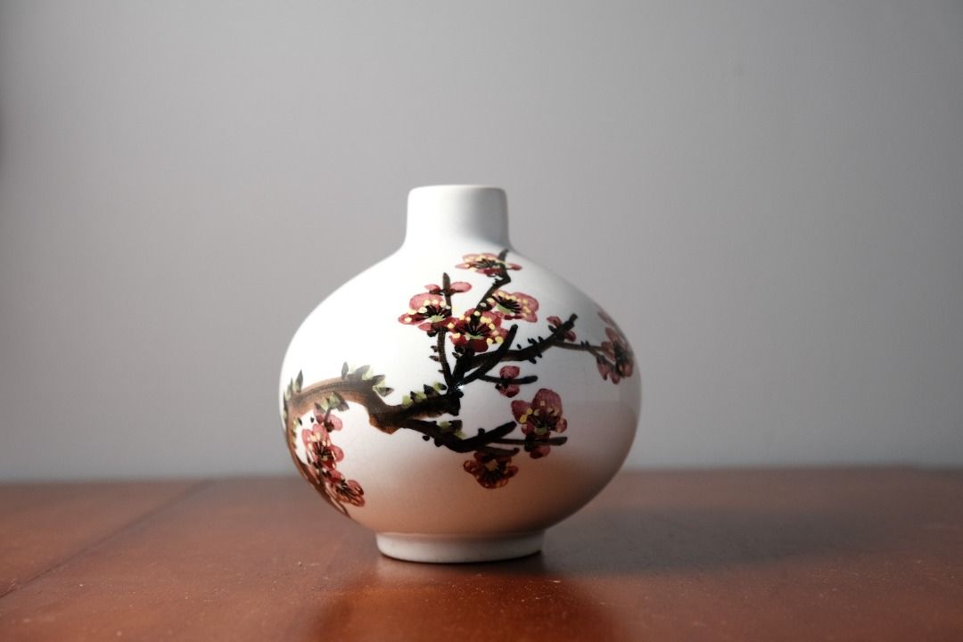 中華陶瓷 中華 陶器 花器 茶道具 花瓶 台湾 早期中華陶瓷開片花瓶中華陶瓷梅花, 家具及居家用品, 居家裝飾