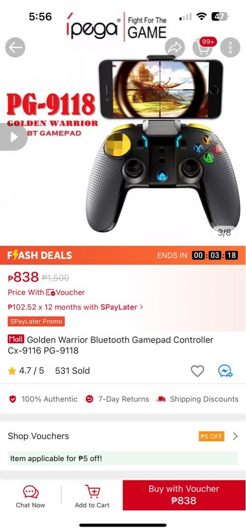Bluetooth gaming controller for phone (Category: Controllers) located in Mandaluyong City. Submitted by sandylingling94 (Listing ID 1324126920, Image 3). Description: Bought this when I was obsessing over Playstation games sa phone, I installed a free emulator and used this as a controller. Phone attaches to it physically pero wireless. Connects via Bluetooth! Rfs: napaayos ko na lumang PSP ko hehe 🐣 See pics for orig price and the orange app li