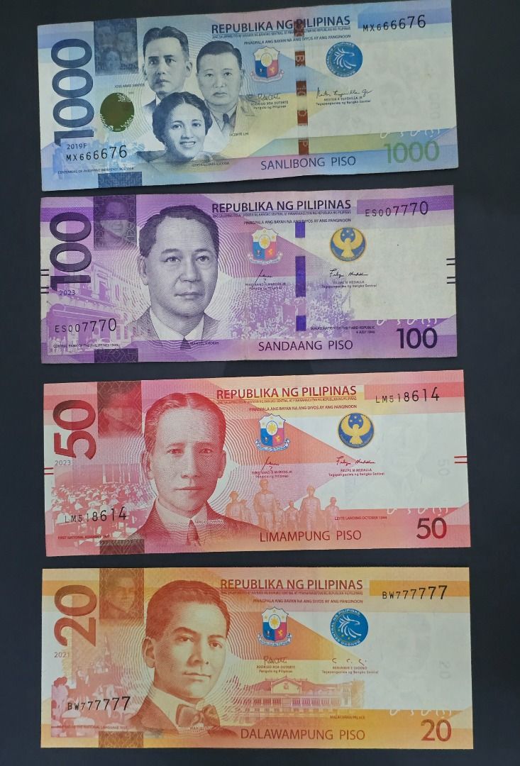 Super rare solid 777777 Brand new PHP Philippines piso peso banknotes money,  興趣及遊戲, 收藏品及紀念品, 錢幣- Carousell