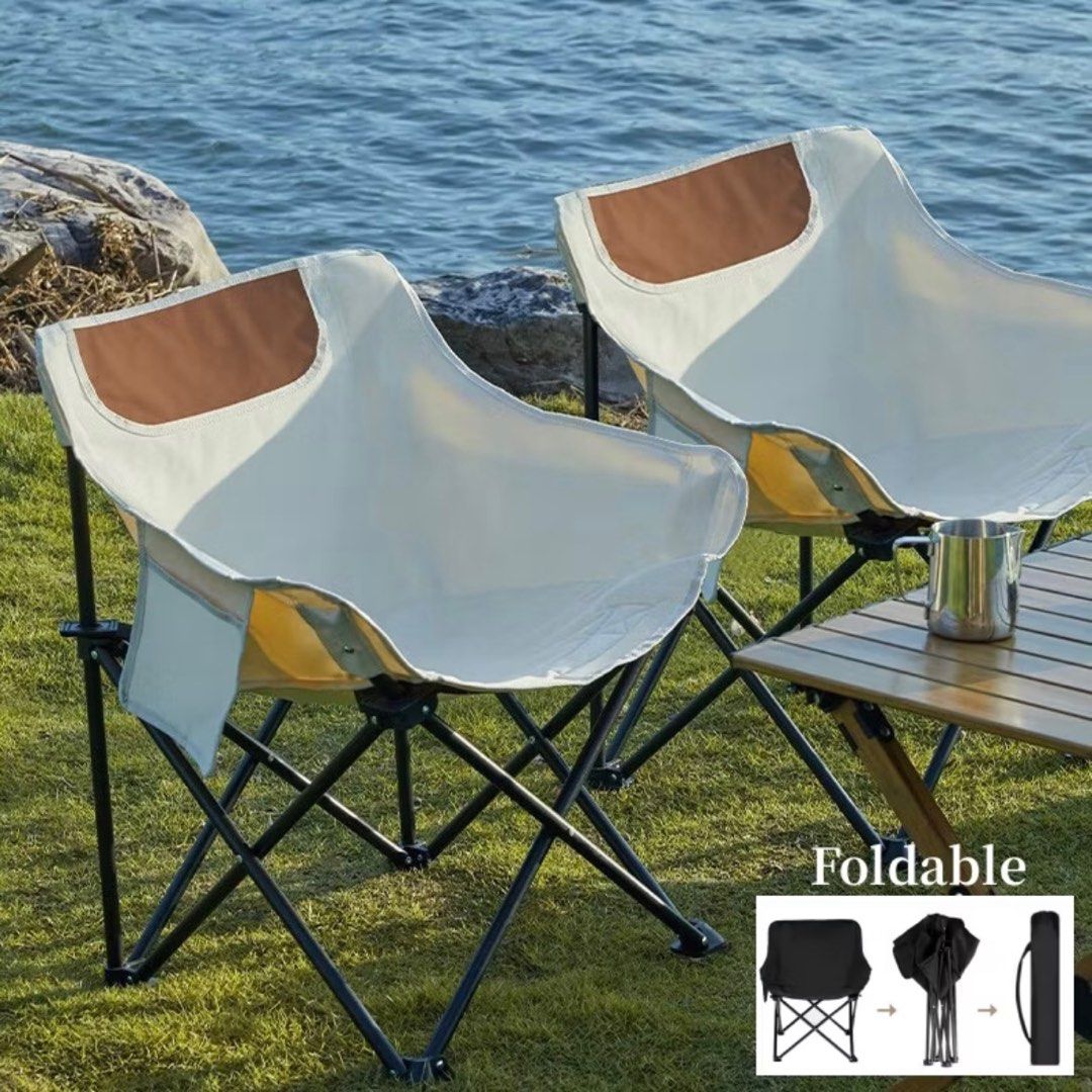 Camping Folding Chair Heavy Duty Oversized Portable Outdoor Chair Foldable Camp Chair with Side Pocket With Carry Bag Portable Chair Living Room Chair Ergonomic chair Furniture Home Living Furniture C...