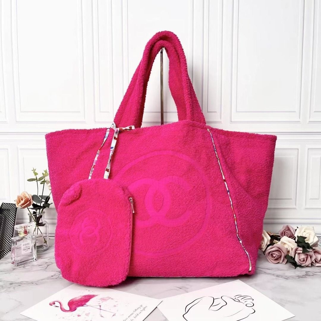 Pink chanel beach bag top