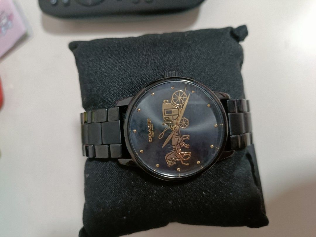 COACH GRAND ANALOG QUARTZ BLACK STAINLESS STEEL 14502925 WOMEN S WATCH
