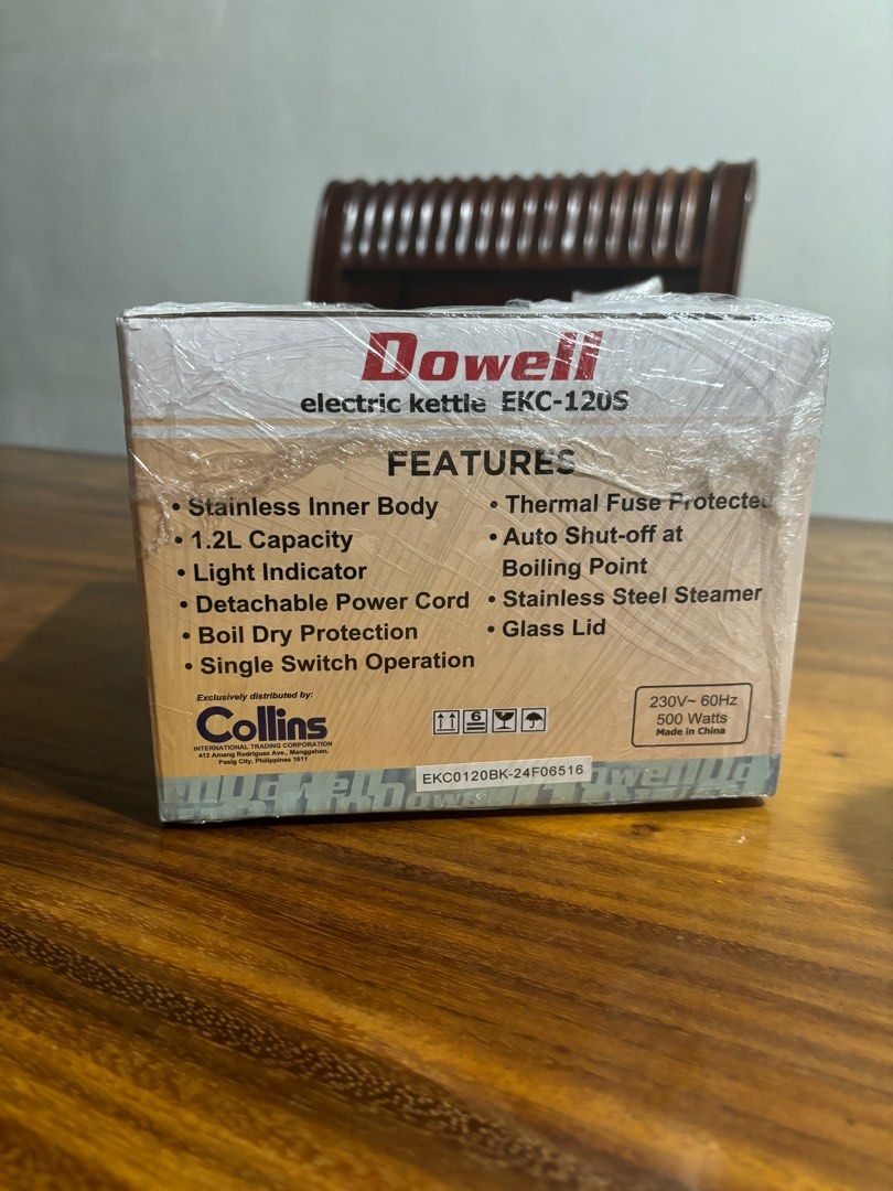 DOWELL electric kettle EKC-120S (Category: Kettles & Airpots) located in Las Pinas. Submitted by r.avss (Listing ID 1324134192, Image 2). Description: .