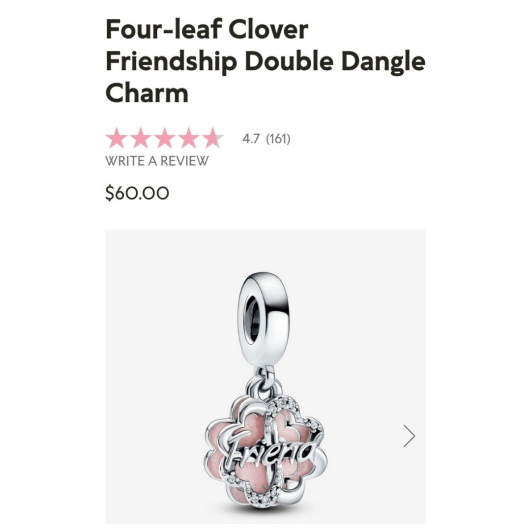 Four-leaf Clover Friendship Double Dangle Charm 792245C01, Women's ...