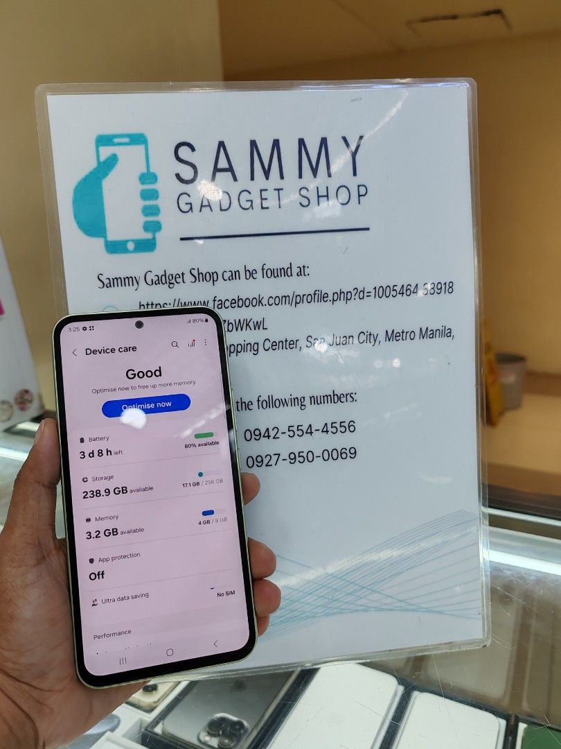 Galaxy A54 5g 256 preloved (Category: Samsung) located in Quezon City. Submitted by ronalynac40976 (Listing ID 1324073783, Image 2). Description: Galaxy A54 5g 8ram 256rom openline good condition with, case, glass, charger pick up store in greenhills shopping center we ship nationwide via (lbc) +SF we accept ggives+% We accept Creditcard installment +% dm or call for fast transaction 09279500069/09425544556 Located @ Aquarium area stall# Y-40 loo