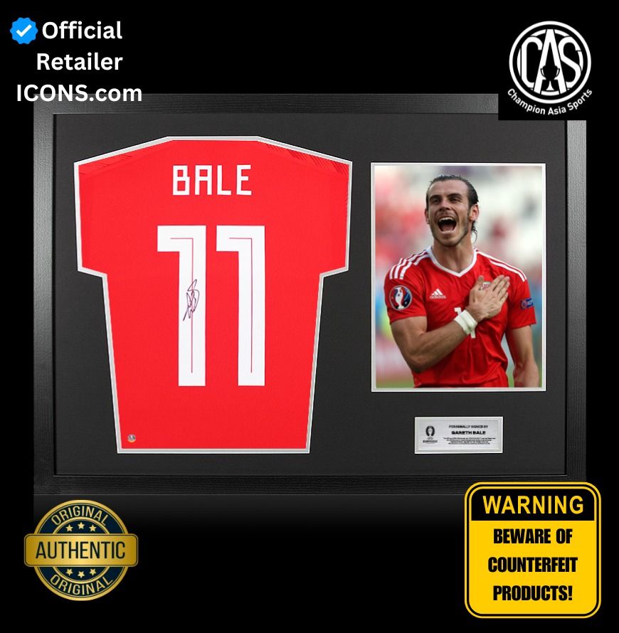 Gareth Bale Official UEFA EURO 2024 Back Signed and Hero Framed