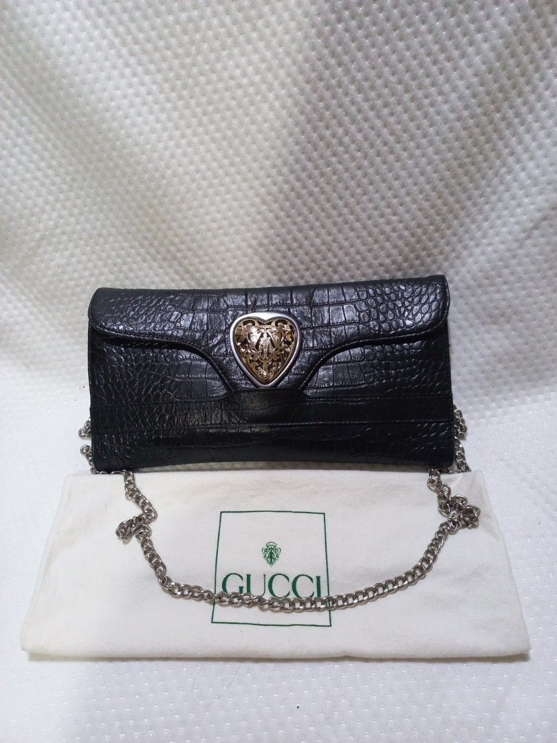 Gucci Hysteria Croco Black Clutch Luxury Bags Wallets on Carousell
