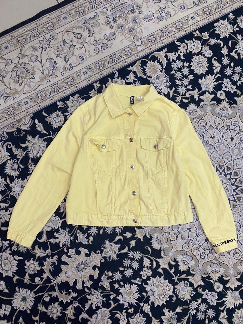 Baby yellow denim jacket clearance