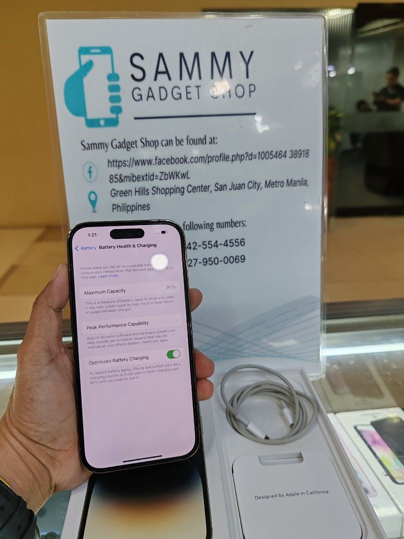 Iphone 14pro 256 preloved (Category: iPhone 14 Series) located in Quezon City. Submitted by ronalynac40976 (Listing ID 1324055350, Image 3). Description: iphone 14pro 256 factory unlock 95% batteri health good condition with box, case, usb pick store in greenhills shopping center we ship nationwide via (lbc) +SF we accept ggives+% We accept creditcard installment+% dm or call for fast transaction 09279500069/09425544556 located @ Aquarium area st