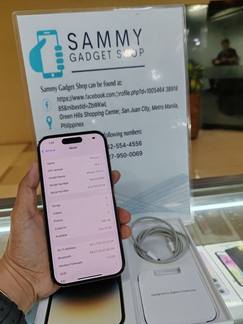 Iphone 14pro 256 preloved (Category: iPhone 14 Series) located in Quezon City. Submitted by ronalynac40976 (Listing ID 1324055350, Image 2). Description: iphone 14pro 256 factory unlock 95% batteri health good condition with box, case, usb pick store in greenhills shopping center we ship nationwide via (lbc) +SF we accept ggives+% We accept creditcard installment+% dm or call for fast transaction 09279500069/09425544556 located @ Aquarium area st